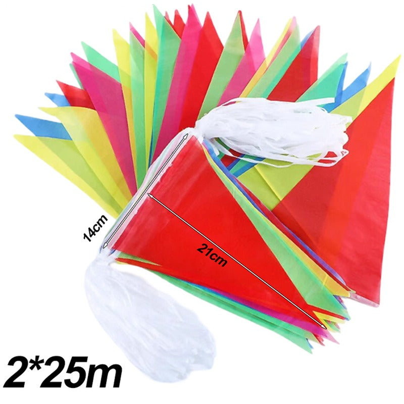Multicolors Triangle Flags Bunting Banner Nylon Fabric Pennant For Festival Outdoor Wedding  Home H 4