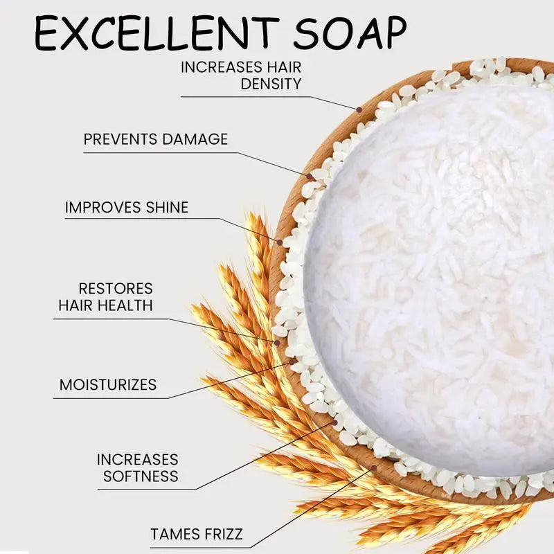 Organic Rice Shampoo Soap Bar Oil Free Conditioning Rice Water Protein Nourishing Hair Growth Antil 1