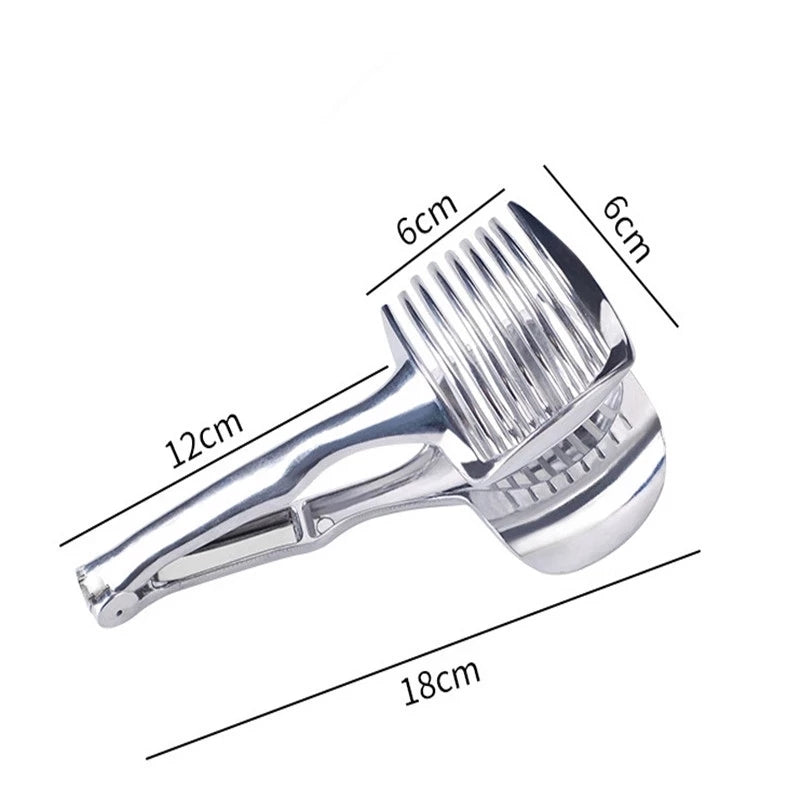 Stainless Steel Onion Holder Kitchen Gadgets, Tomato Slicer, Potato Cutter, Fruit Vegetable Slicing Tool Accessories