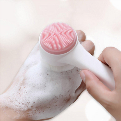 3D Double Silicone Facial Cleansing Brush Manual Massage Facial Brush Soft Bristles Exfoliator Doub