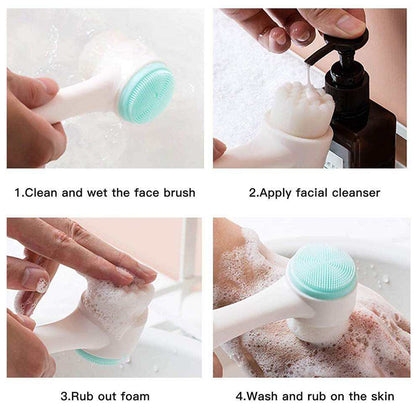 3D Double Silicone Facial Cleansing Brush Manual Massage Facial Brush Soft Bristles Exfoliator Doub
