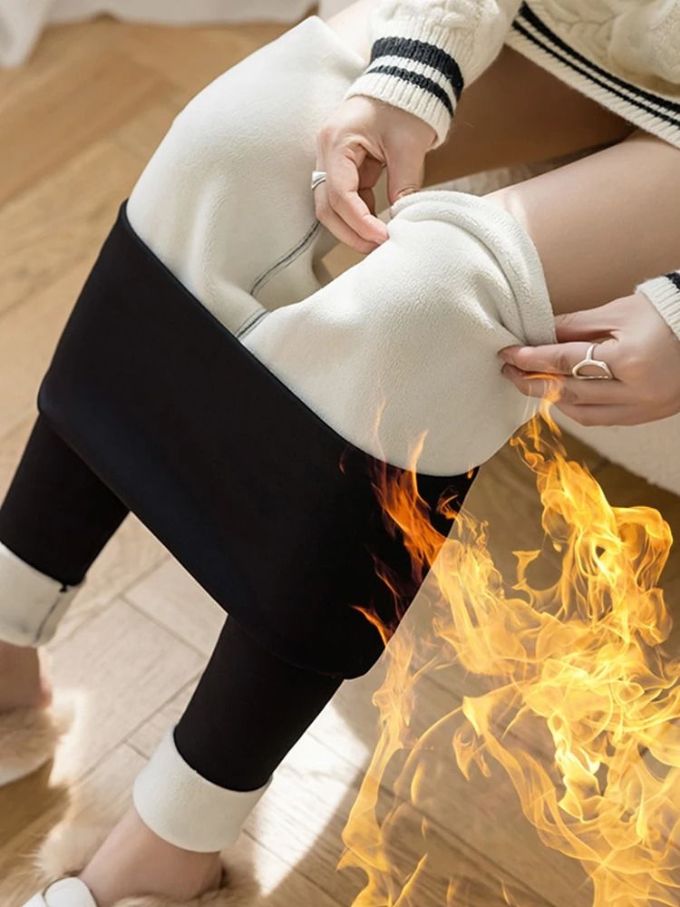 High Waist Velvet Plush Fleece Lined Leggings for Women Winter Warm Stretch Pants