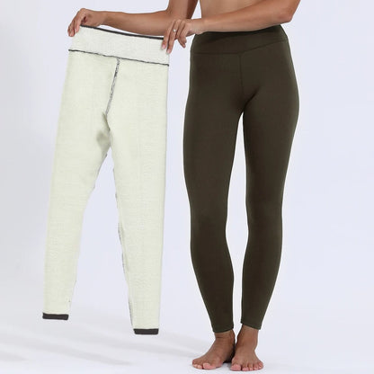 High Waist Velvet Plush Fleece Lined Leggings For Women Winter Warm Stretch Pants 2