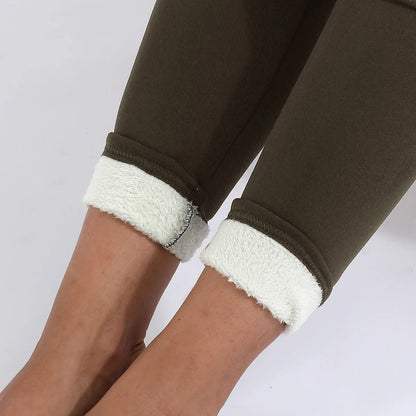 High Waist Velvet Plush Fleece Lined Leggings For Women Winter Warm Stretch Pants 3