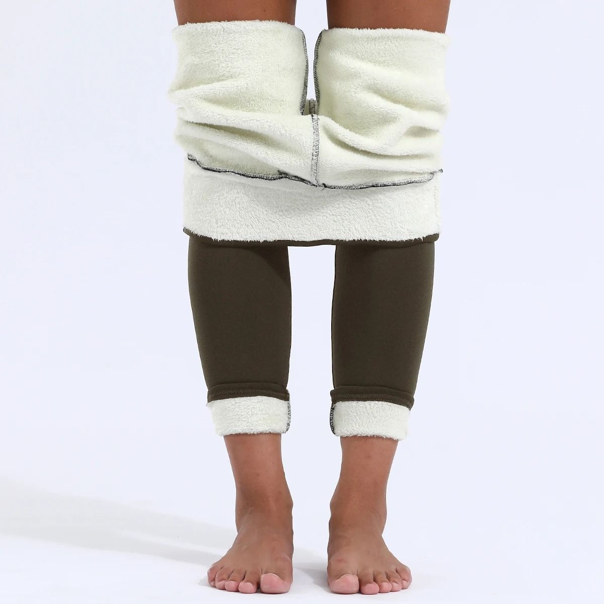 High Waist Velvet Plush Fleece Lined Leggings For Women Winter Warm Stretch Pants 4