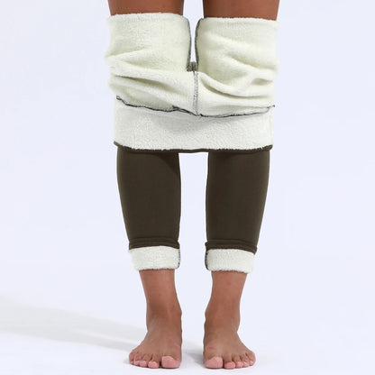 High Waist Velvet Plush Fleece Lined Leggings For Women Winter Warm Stretch Pants 4