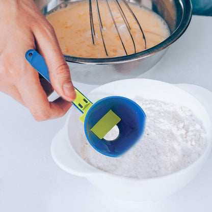 2 in 1 Sliding Design Measuring Spoon, Kitchen Accessories Filling Coffee Scoop, Reusable Funnel Protein Powder Scoop