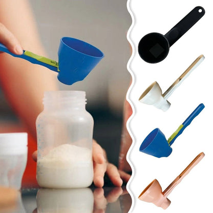 2 in 1 Sliding Design Measuring Spoon, Kitchen Accessories Filling Coffee Scoop, Reusable Funnel Protein Powder Scoop