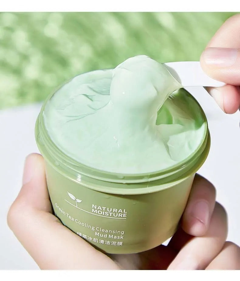Green Tea Ice Mud Mask Cleansing Moisturizing Oil Control Blackhead Removal Facial Mud Mask Applica 4