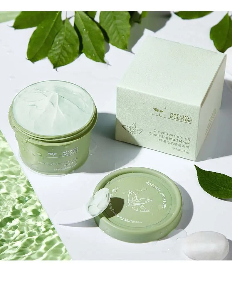 Green Tea Ice Mud Mask Cleansing Moisturizing Oil Control Blackhead Removal Facial Mud Mask Applica 5