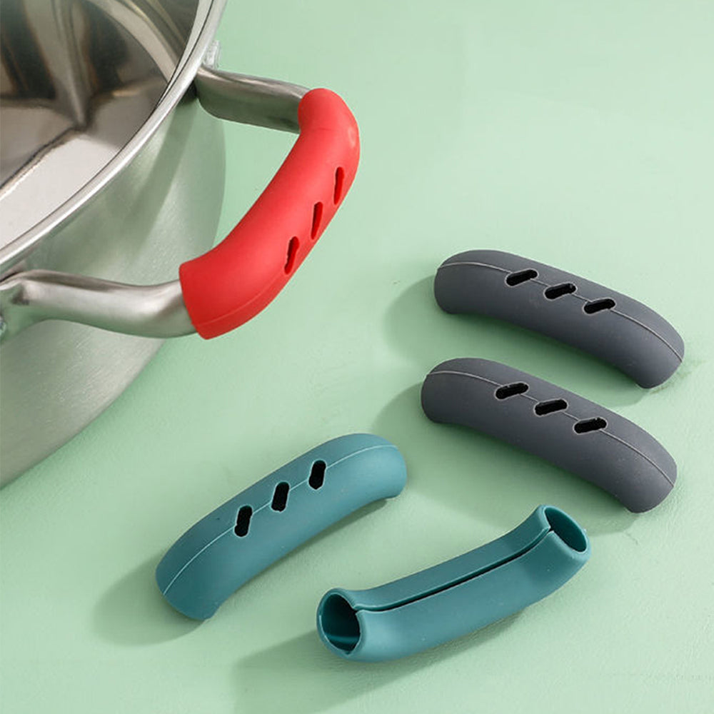 Heat Insulated Silicone Pan Handle Cover 2Pcs, Kitchen Assist Holder Grip Sleeve for Hot Cookware and Frying Pans