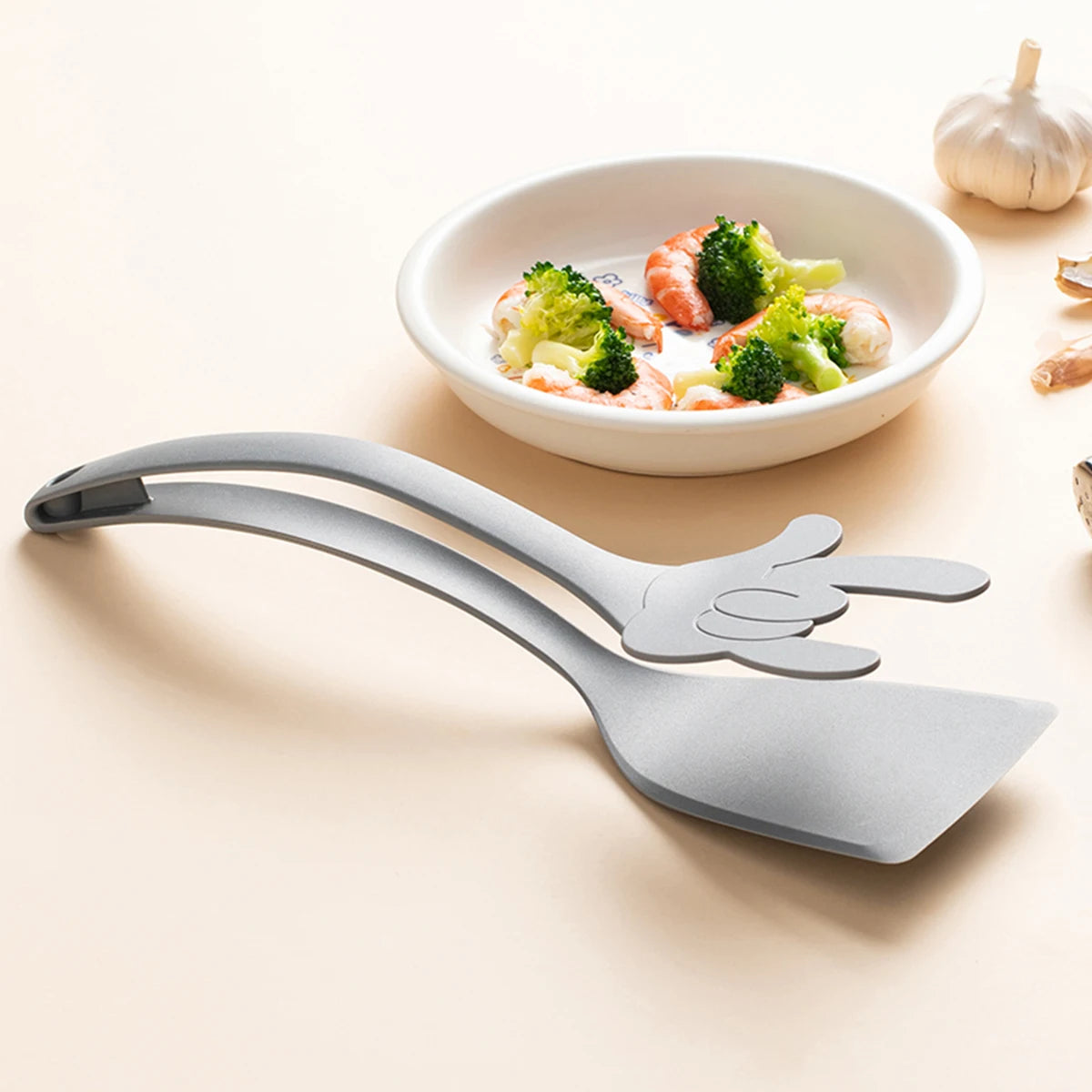 Silicone Grip Shovel Clip Flip Tongs, Spatula Clamp for Egg Steak, Pancake Fried Turners Cooking Tool Kitchen Utensil