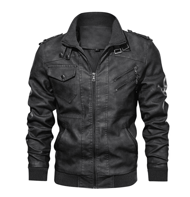 Biker Style PU Leather Jacket for Men Autumn Motorcycle Casual Coat