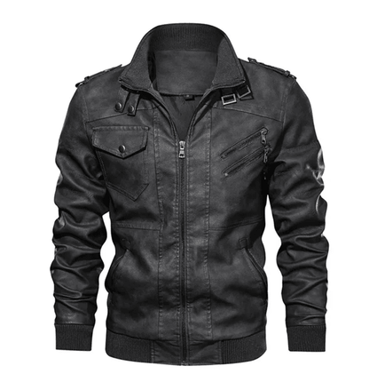 Biker Style PU Leather Jacket for Men Autumn Motorcycle Casual Coat