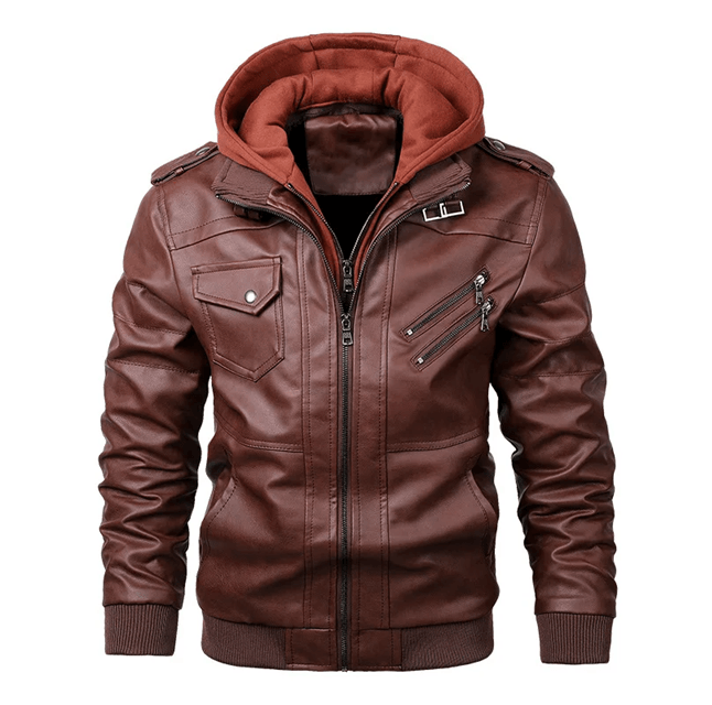 Biker Style PU Leather Jacket For Men Autumn Motorcycle Casual Coat 2