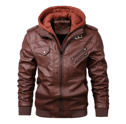 Biker Style PU Leather Jacket For Men Autumn Motorcycle Casual Coat 2