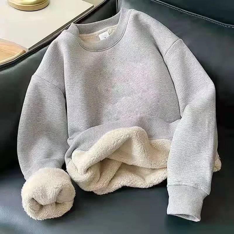 Men Thermal Fleece Pullover Thick Warm Crewneck Sweatshirt For Winter 5