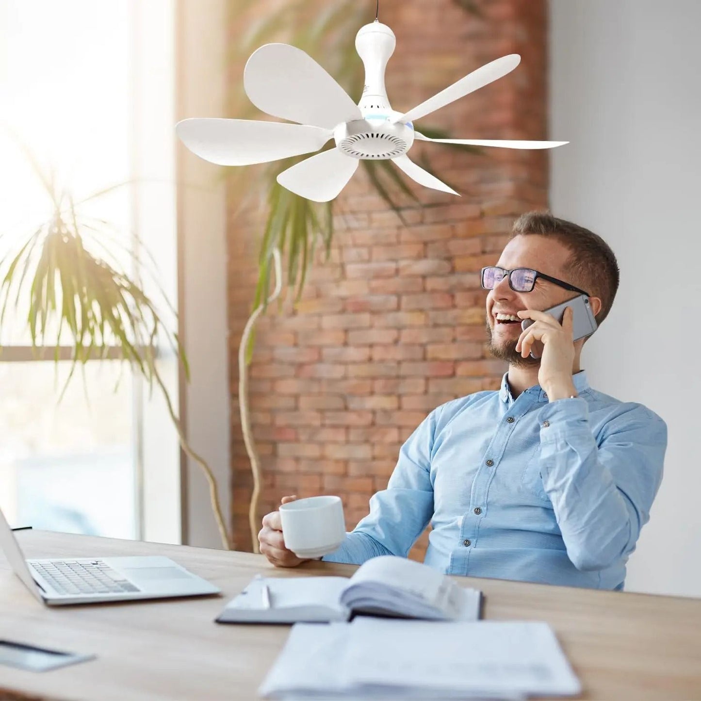 Silent 6Leaf USB Ceiling Fan With Remote Control And Light Options 5
