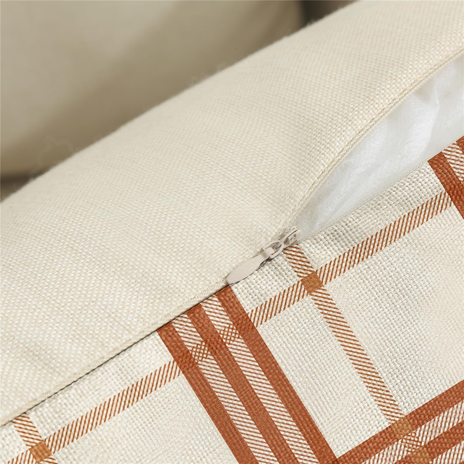 Set of 4 Fall Pillow Covers, Thanksgiving Farmhouse Decor with Maple Leaf & Pumpkin Design, Orange Throw Pillow Covers