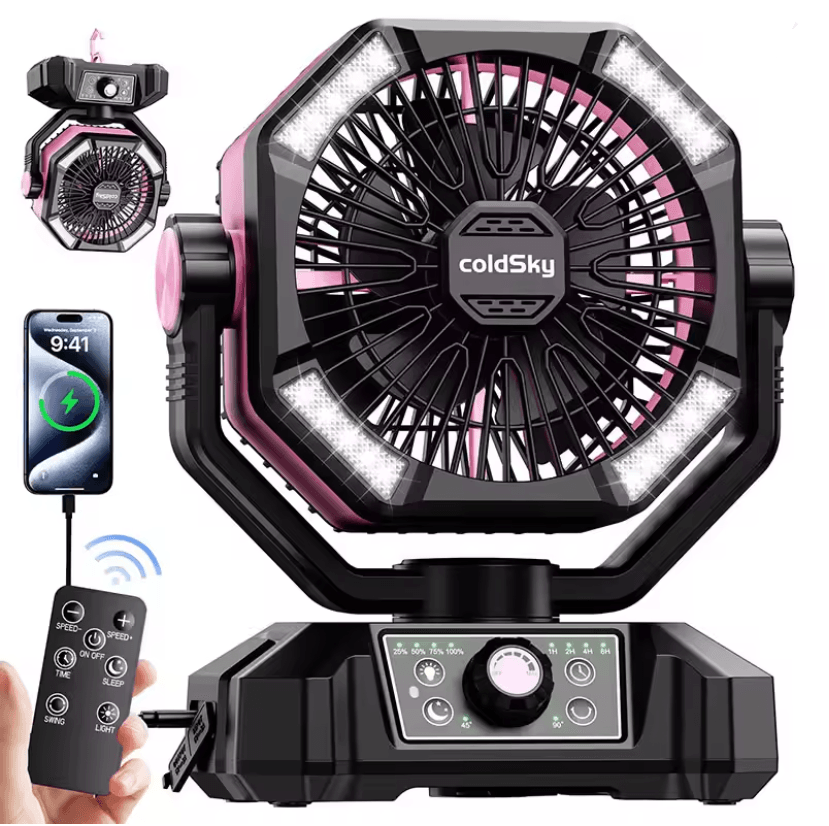 20000mAh Portable Camping Fan With LED Lantern 8 Speed Outdoor Battery Fan 5
