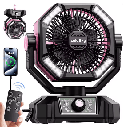 20000mAh Portable Camping Fan With LED Lantern 8 Speed Outdoor Battery Fan 5