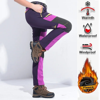 Waterproof Fleece Lined Soft Shell Pants for Women Winter Trekking Hiking Camping