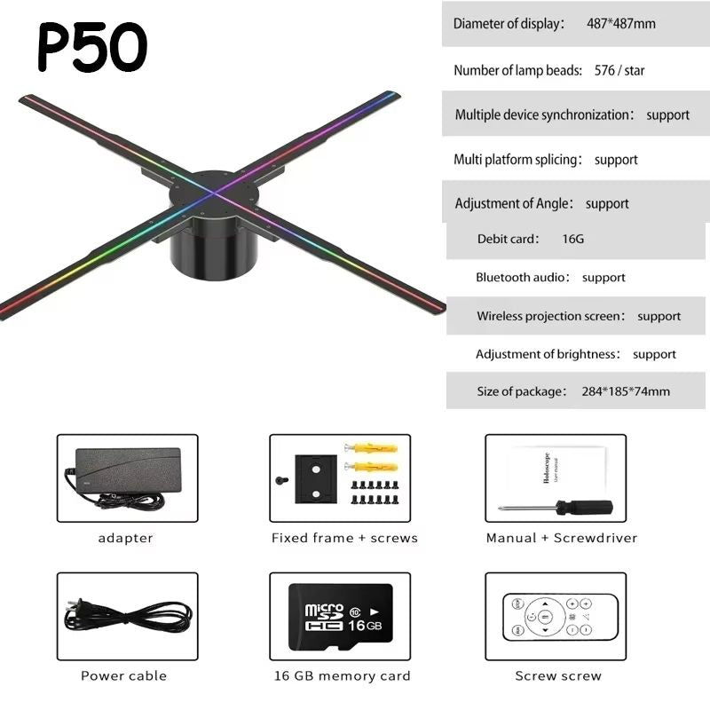 3D Hologram Projector Fan WiFi Logo Display Lamp 8