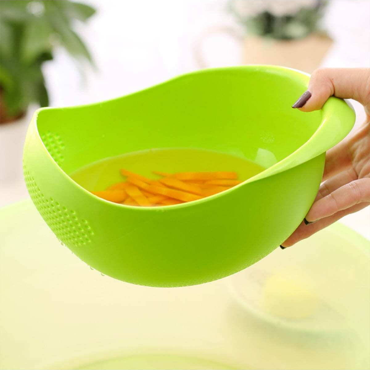 Large Rice Basin Rice Sieve, Basket Rice Washer for Kitchen Drainage, Household Rice Basket
