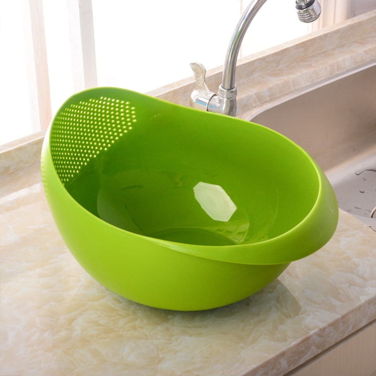 Large Rice Basin Rice Sieve, Basket Rice Washer for Kitchen Drainage, Household Rice Basket