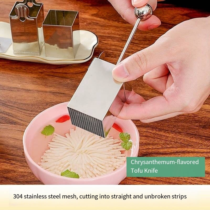 Stainless Steel Chrysanthemum Tofu Knife, Wensi Tofu Cutter, Kitchen Flower Cutting Mold Small Tool