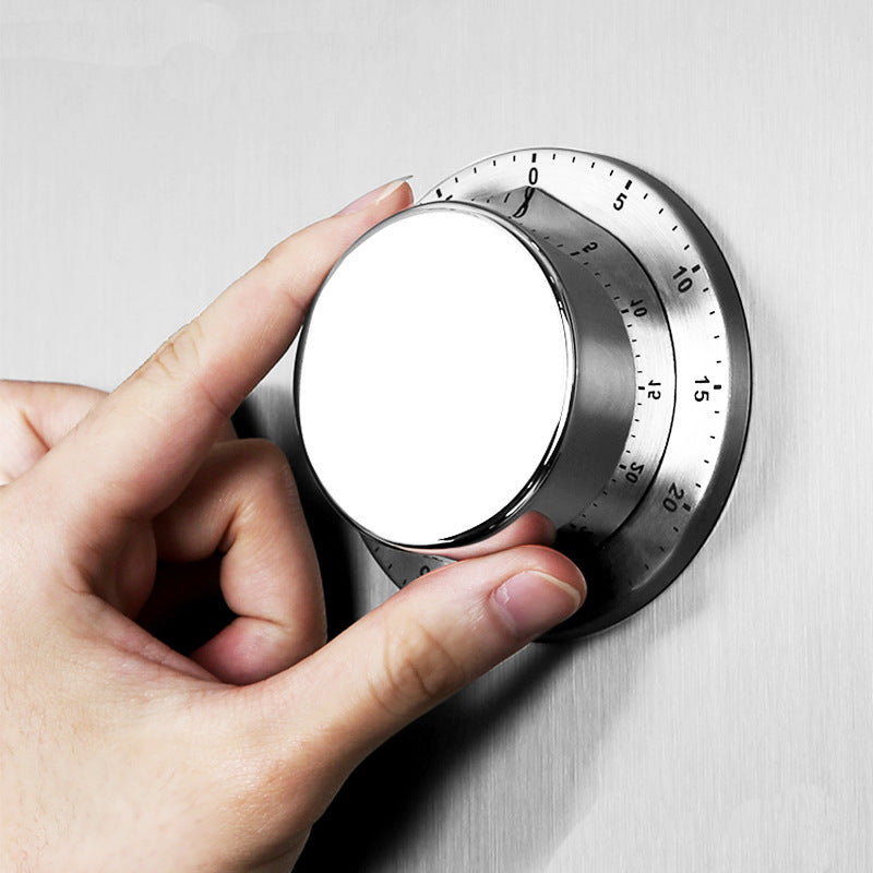 Stainless Steel Mechanical Alarm Clock Kitchen Timer, Magnetic Baking Reminder, Time Management Timer Tool