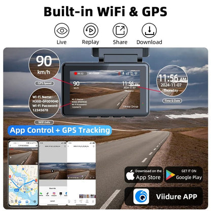 4K Front And Rear Car Camera With GPS WIFI And Night Vision Dash Cam Recorder 4