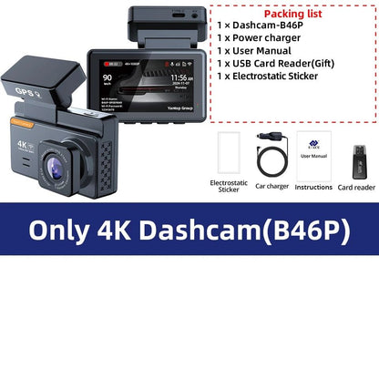 4K Front And Rear Car Camera With GPS WIFI And Night Vision Dash Cam Recorder 6