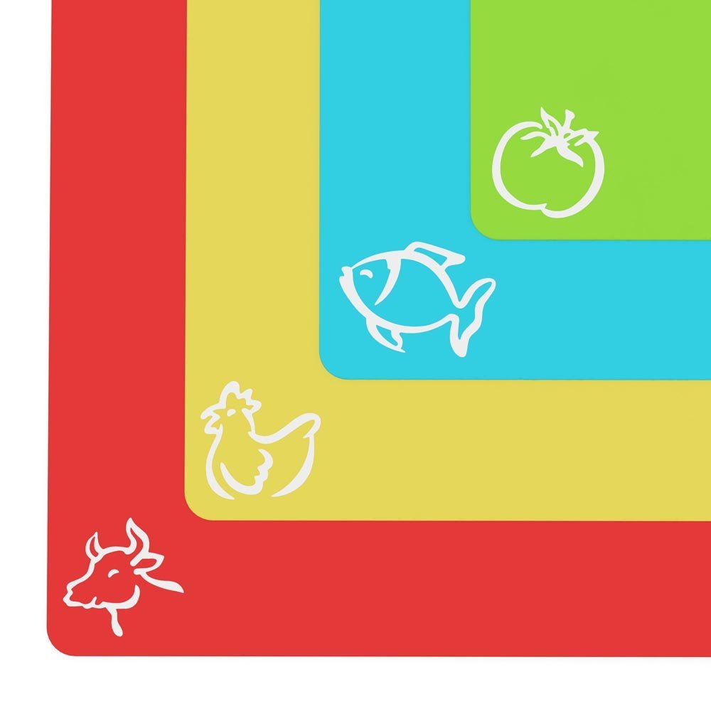 Flexible Nonslip Chopping Block Cutting Mats Kitchen Tools With Food Icons Plastic Cutting Board Se 1