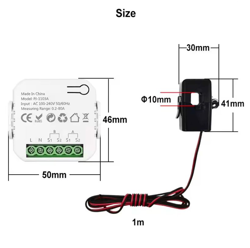 Tuya Smart WiFi Bidirectional Energy Meter With Buzzer Alarm For Export Import Power Monitoring 2