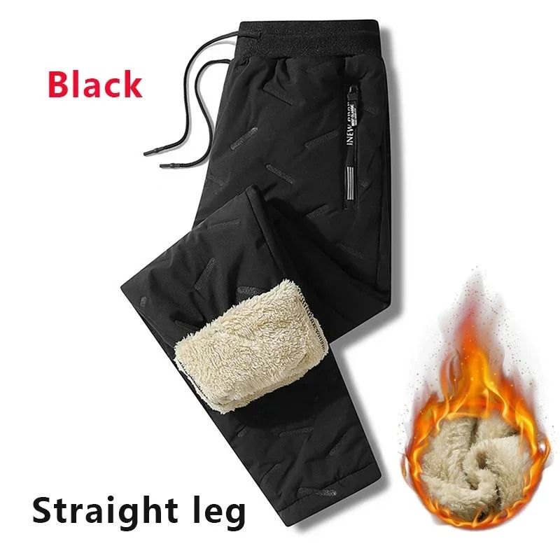 Men Thermal Fleece Sweatpants Lambswool Lined Windproof Warm Outdoor Pants 9