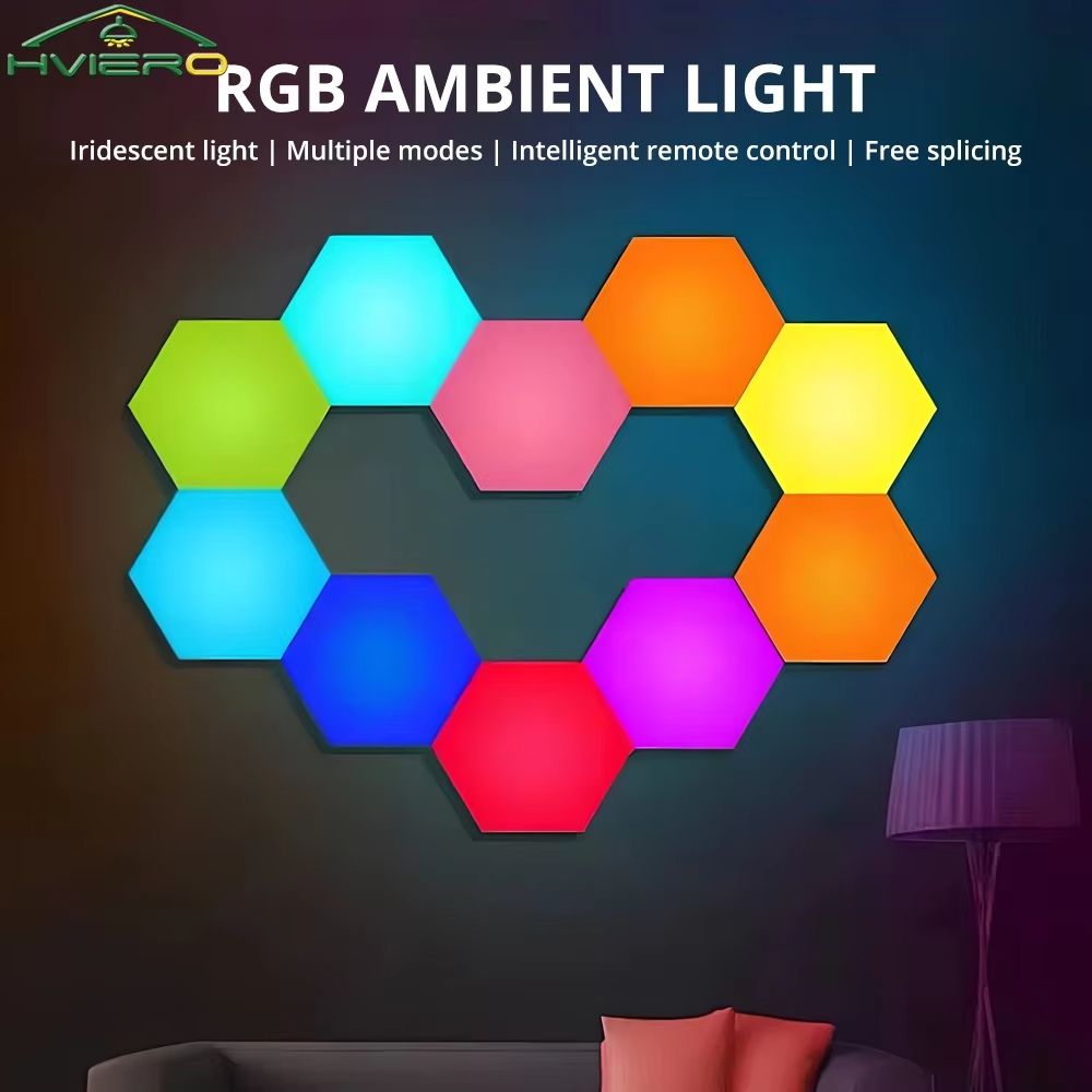 Hexagon Touch Sensor RGB LED Night Lights Quantum Honeycomb Wall Lamp