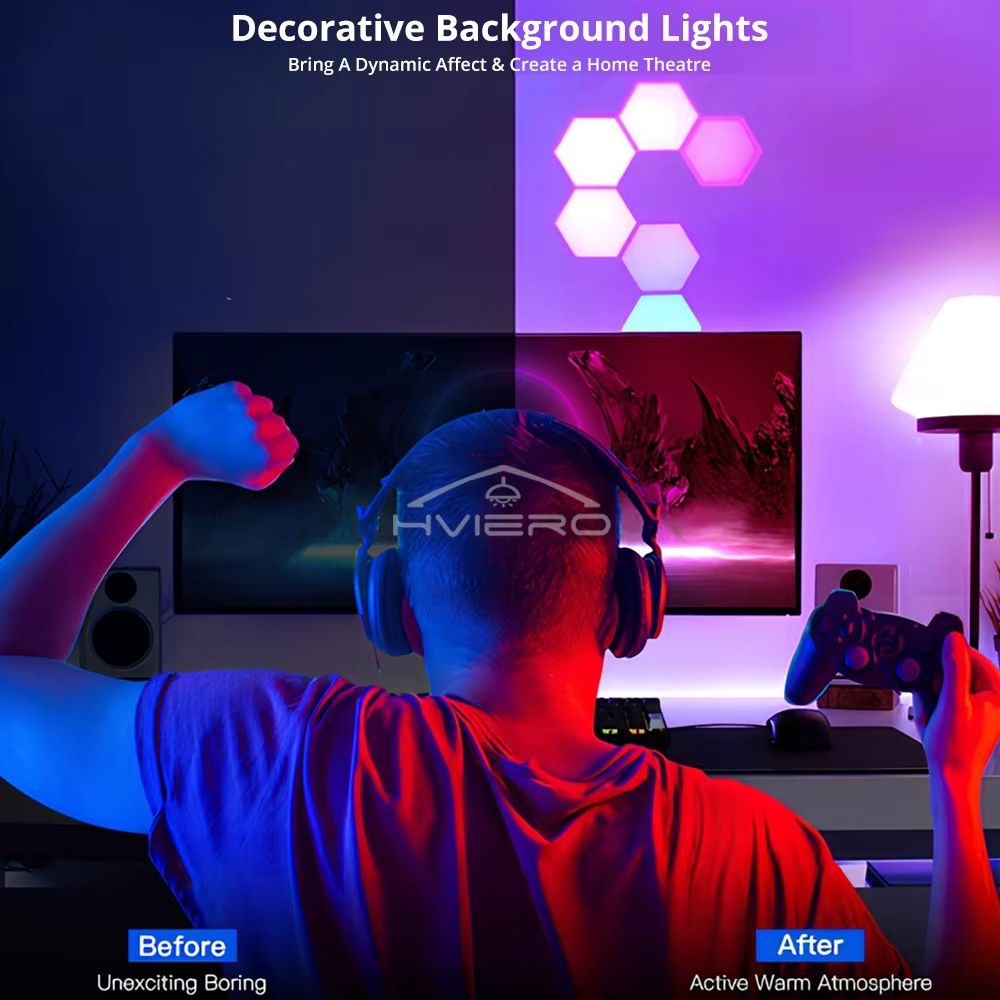 Hexagon Touch Sensor RGB LED Night Lights Quantum Honeycomb Wall Lamp 3