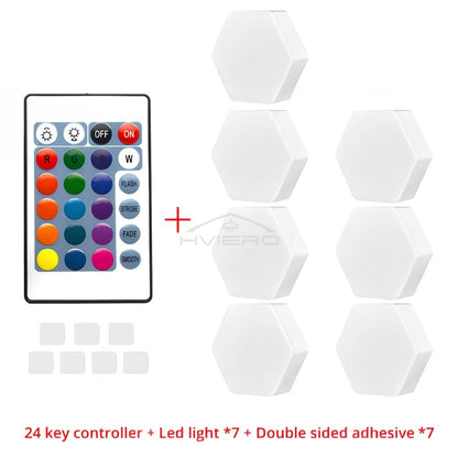 Hexagon Touch Sensor RGB LED Night Lights Quantum Honeycomb Wall Lamp 12
