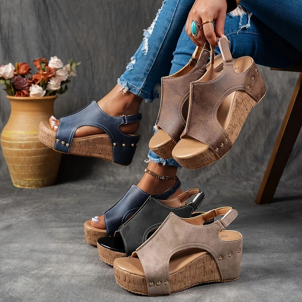 Women Non Slip Wedge Sandals Platform Summer Casual Comfort Shoes