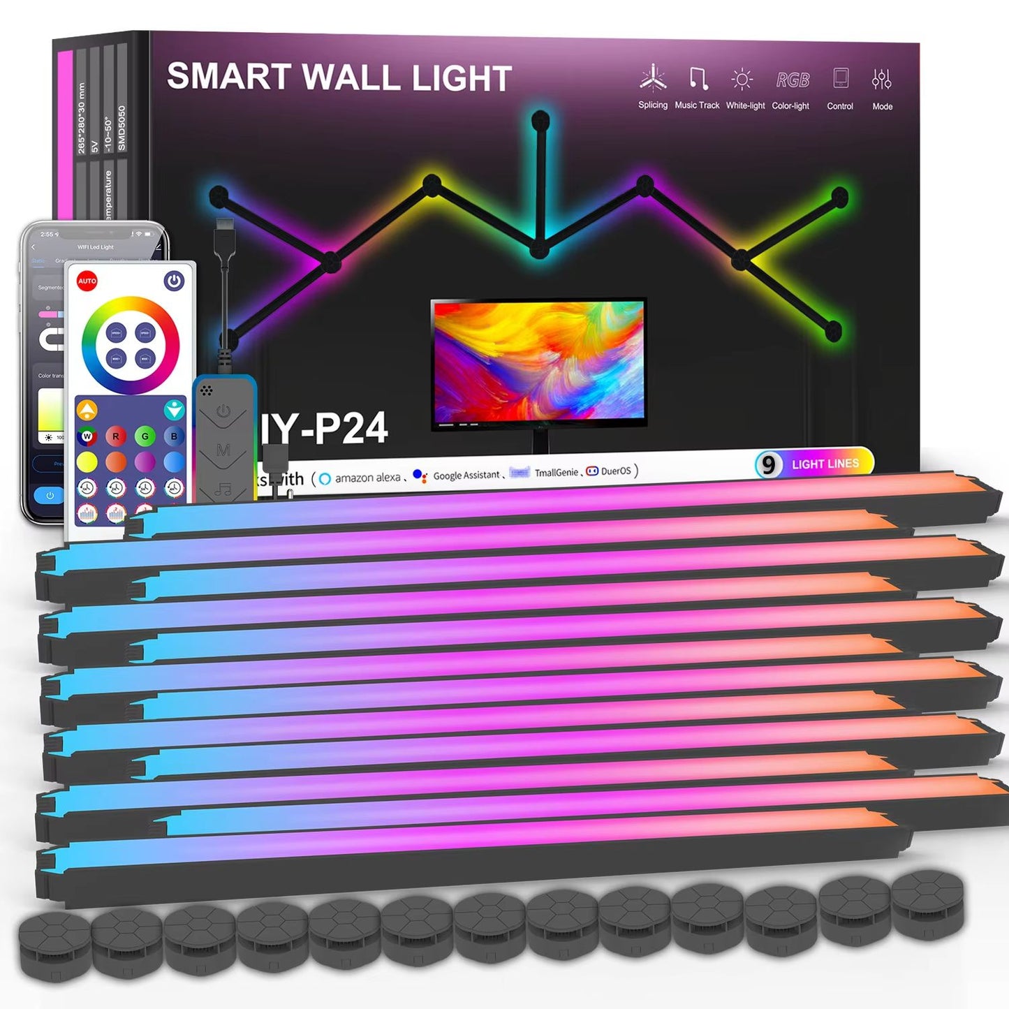 WIFI Intelligent Wall Lamp RGB Symphony Smart DIY Stitching 7