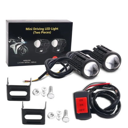 DualColor LED Motorcycle Headlight With Projector Lens  Auxiliary Fog And Driving Lamp 1