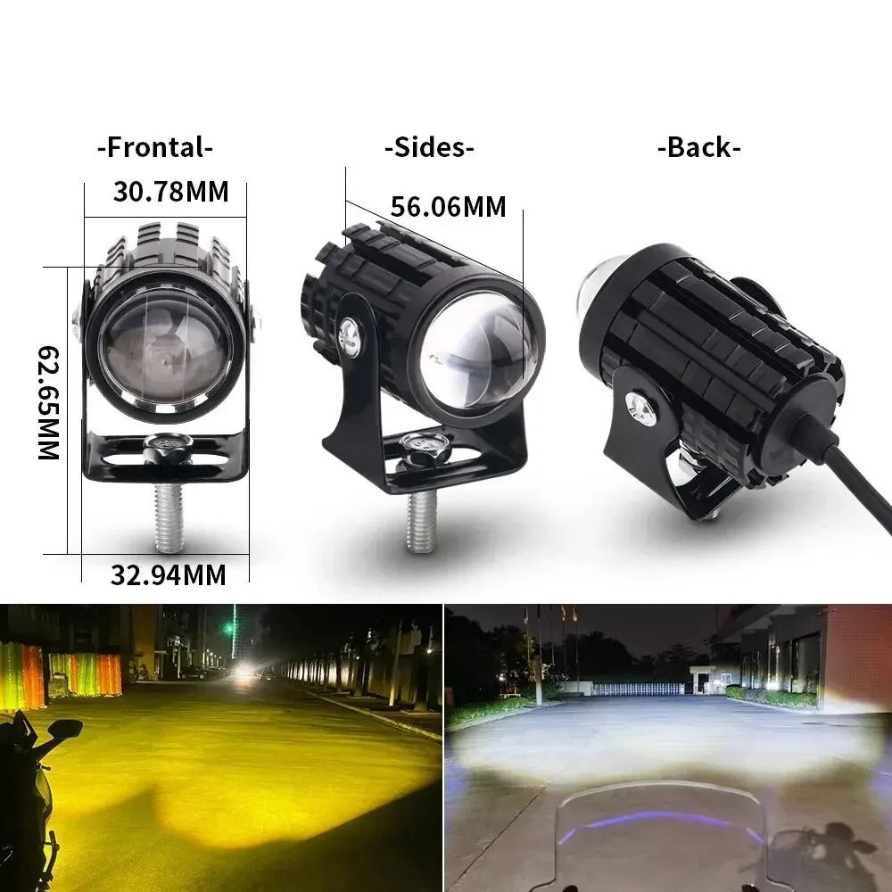 DualColor LED Motorcycle Headlight With Projector Lens  Auxiliary Fog And Driving Lamp 2