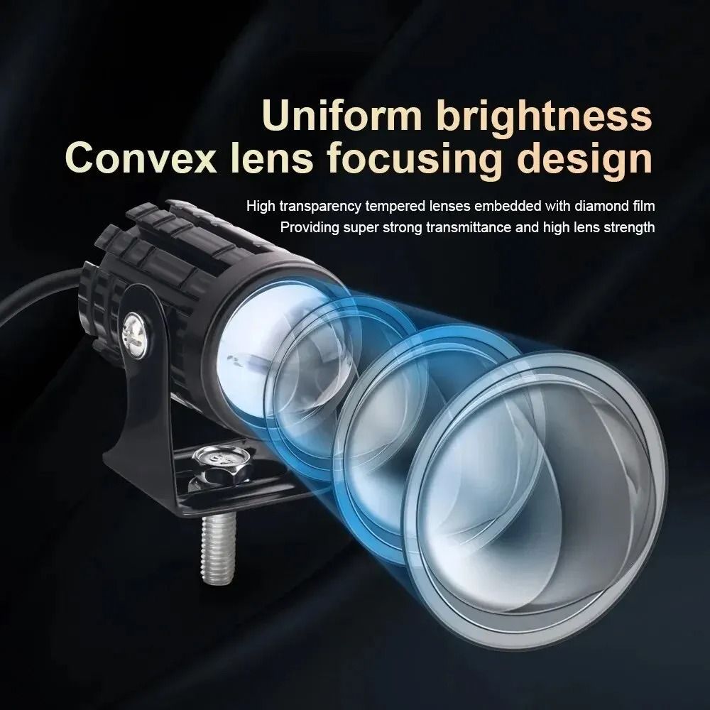 DualColor LED Motorcycle Headlight With Projector Lens  Auxiliary Fog And Driving Lamp 4