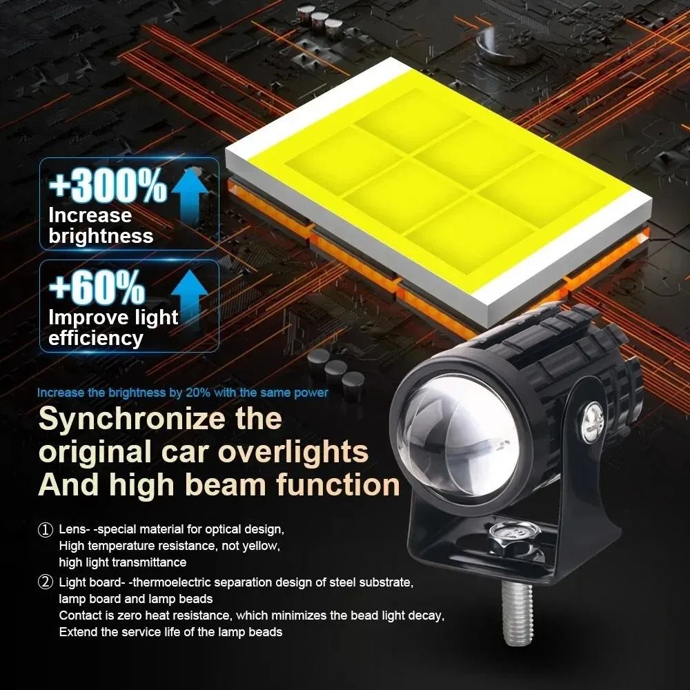 DualColor LED Motorcycle Headlight With Projector Lens  Auxiliary Fog And Driving Lamp 5