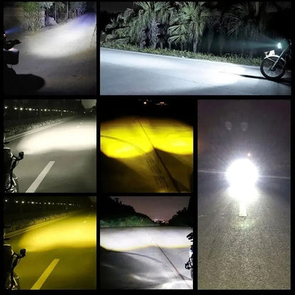 DualColor LED Motorcycle Headlight With Projector Lens  Auxiliary Fog And Driving Lamp 6