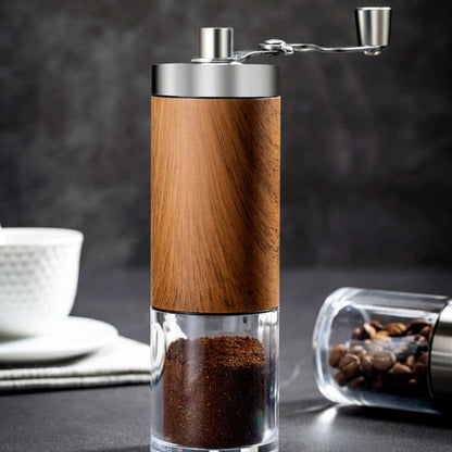 Portable Wood Grain Hand Coffee Grinder With Stainless Steel Crank 1