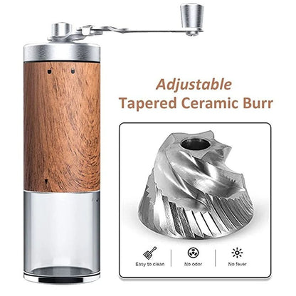 Portable Wood Grain Hand Coffee Grinder With Stainless Steel Crank 3