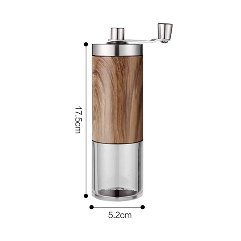 Portable Wood Grain Hand Coffee Grinder With Stainless Steel Crank 5