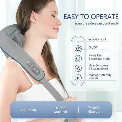 Wireless Neck And Shoulder Massager With Heat And 26W Kneading Power 6
